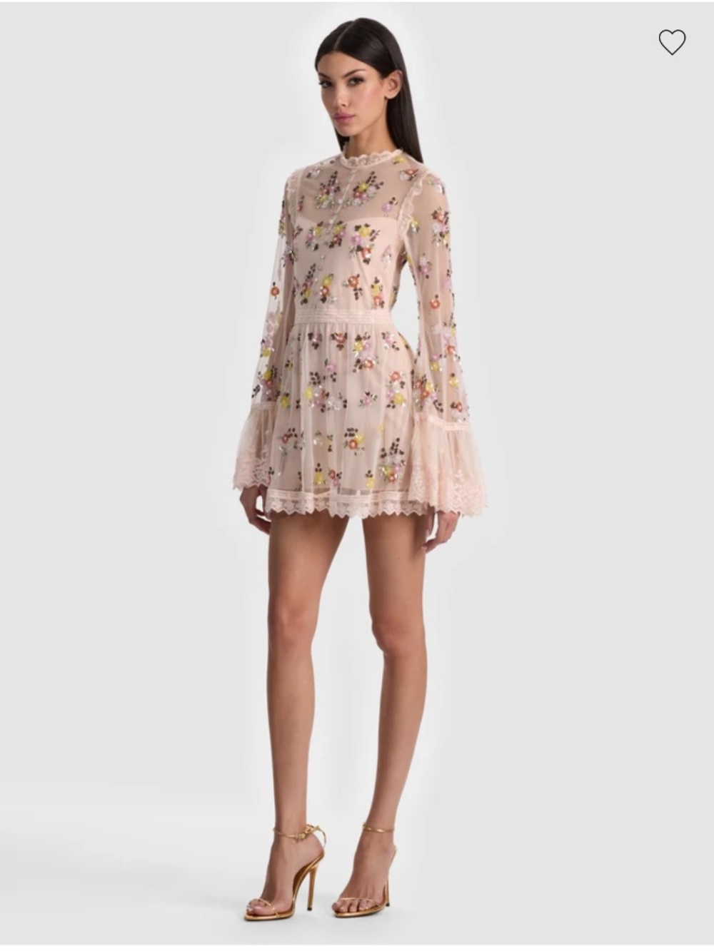 Alice + Olivia Allegra Embellished Lace Mini Gown Pale Pink NWT Fairy Core US 6